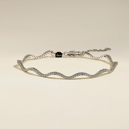 Scalloped Tennis Chain Bracelet in Silver