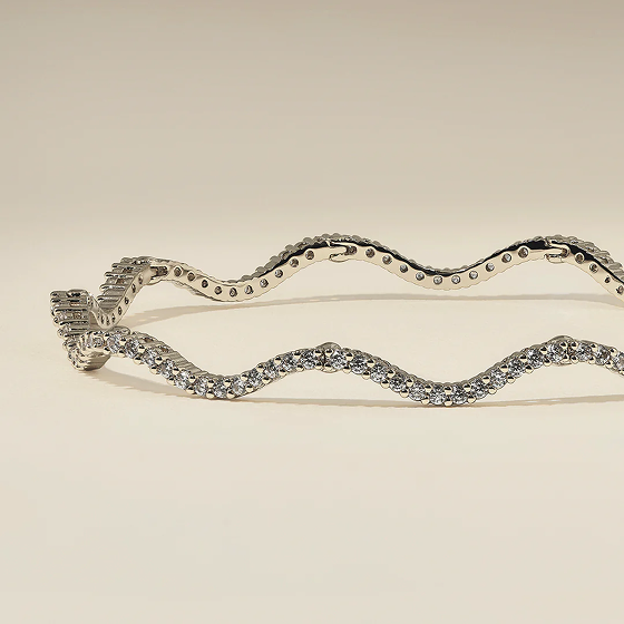 Scalloped Tennis Chain Bracelet in Silver