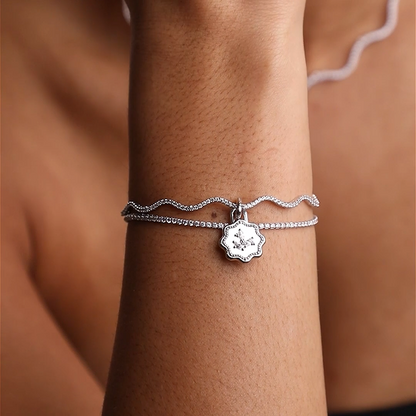 Scalloped Tennis Chain Bracelet in Silver